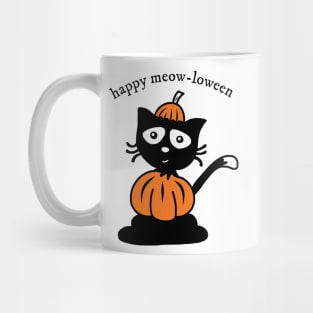 Happy Meow-loween Black Cat Halloween Pumpkin Costume Mug